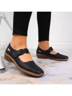 W model 22008934 tmavě modrá kožená polobotka - Rieker