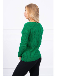 Pletený sveter s výstrihom do V svetlo zelený