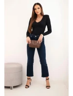 Dámska blúzka s výstrihom do V a dlhými rukávmi čierna Dámska blúzka s výstrihom do V a dlhými rukávmi čierna