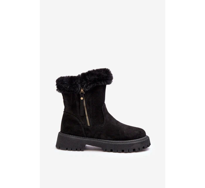 Botky Zamszové Dámské S Kožíškem Černá model 21635838 - EVENTO
