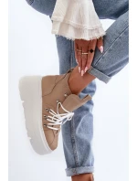 model 21647314 Kožené Dámské Sportovní Boty Beige - Zazoo