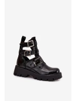 Lakované dámské s pásky a Černé model 21709075 - Boto Lakované dámské s pásky a Černé model 21709075 - Boto