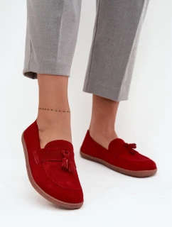 Kožené semišové model 21712670 typu barefoot 322 červené - Zazoo