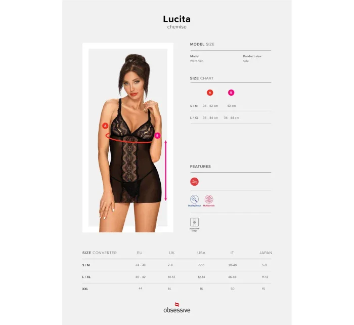 Jemná košieľka Lucita chemise - Obsessive