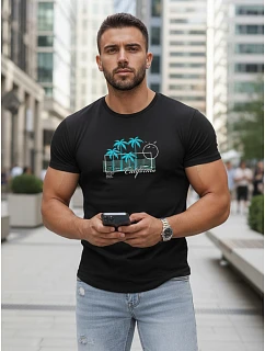 Tshirt męski z nadrukiem czarny model 22136478 - FashionStreet