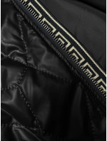 Čierna dámska bunda s ozdobným prešívaním S'West (B8146-1)
