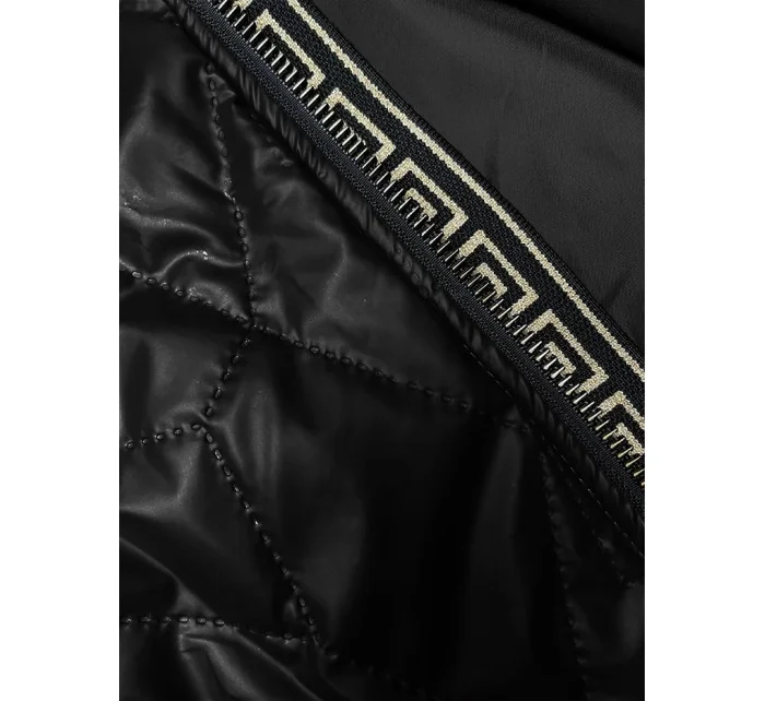 Černá dámská bunda s ozdobným prošíváním model 19425119 - S'WEST Černá dámská bunda s ozdobným prošíváním model 19425119 - S'WEST