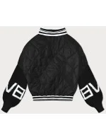 Čierna dámska bunda bomber so svetrovými rukávmi (2439) Čierna dámska bunda bomber so svetrovými rukávmi (2439)