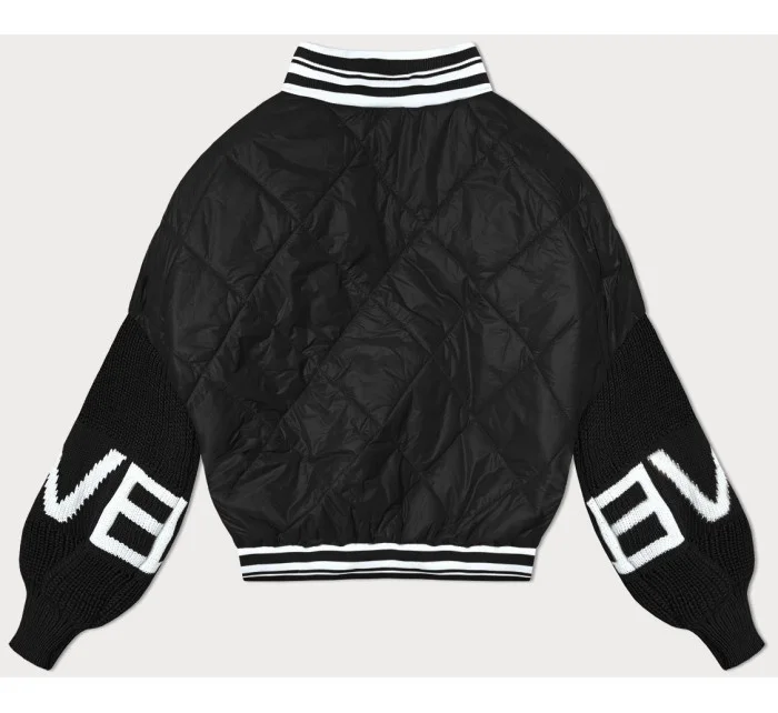 Čierna dámska bunda bomber so svetrovými rukávmi (2439) Čierna dámska bunda bomber so svetrovými rukávmi (2439)