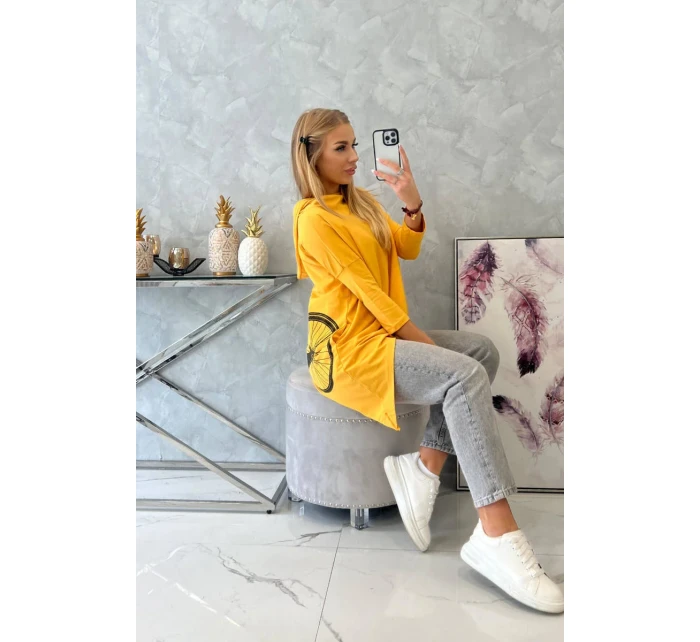 Horčicová mikina na bicykel s potlačou Horčicová mikina na bicykel s potlačou