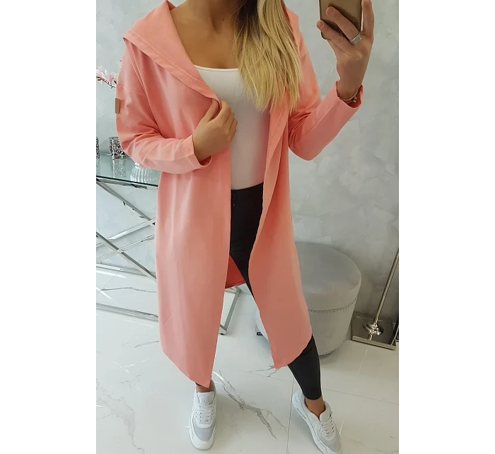 Dlhý kabát s kapucňou marhuľová