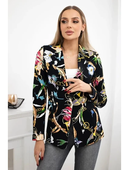 Bavlnená bunda s potlačou a gombíkom Čierna+ťavia