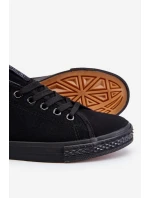 Damskie Wiązane Klasyczne Trampki Czarne Eleya