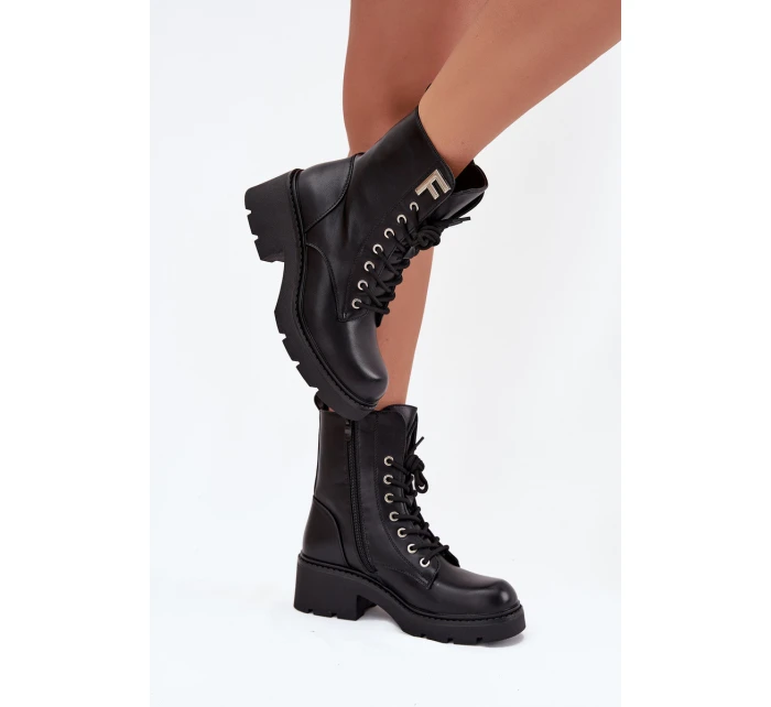 Dámské workery kotníkové boty na klínku zateplené s F černé model 21707452 - Boto Dámské workery kotníkové boty na klínku zateplené s F černé model 21707452 - Boto