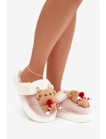 Vánoční kožené domácí pantofle dámské béžové model 21821768 - Boto Vánoční kožené domácí pantofle dámské béžové model 21821768 - Boto