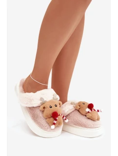 Vánoční kožené domácí pantofle dámské sobi béžové Ilianne