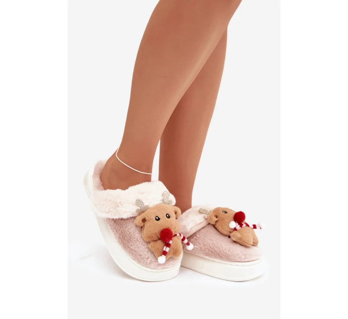Vánoční kožené domácí pantofle dámské béžové model 21821768 - Boto Vánoční kožené domácí pantofle dámské béžové model 21821768 - Boto