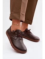 Kožené dámské polobotky Barefoot model 22074657 Čokoládové - Zazoo