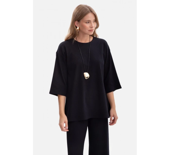 model 21379868 Žebrovaný pletený top černý - BeWear