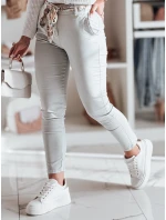 Dámske textilné nohavice s opaskom ROSSALI svetlo sivá FashionStreet UY2534
