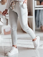 Dámske textilné nohavice s opaskom ROSSALI svetlo sivá FashionStreet UY2534