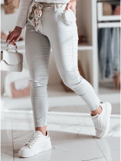 Dámské látkové chinos kalhoty s páskem světle šedé Dstreet model 21986201 - FashionStreet