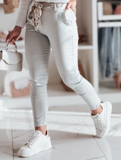 Dámske textilné nohavice s opaskom ROSSALI svetlo sivá FashionStreet UY2534