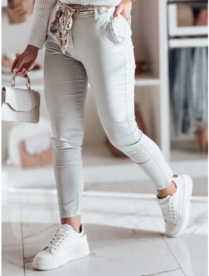 Dámske textilné nohavice s opaskom ROSSALI svetlo sivá FashionStreet UY2534