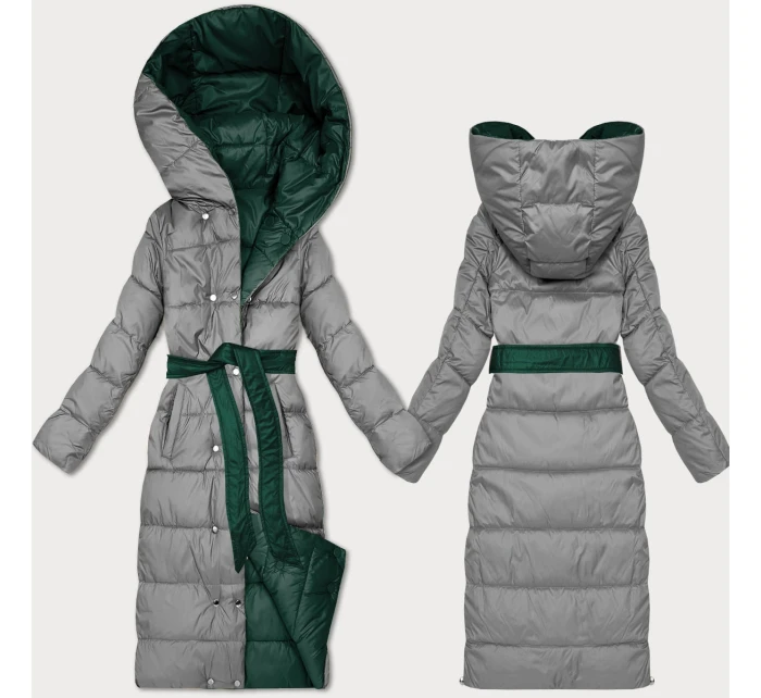 Obojstranná zimná bunda Minority s pruhmi Dark Green-Grey (M2-6519-33+61)