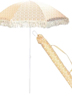 PLÁŽOVÝ A ZÁHRADNÝ SLNEČNÍK SO STRAPCAMI 174 CM ŽLTÝ
