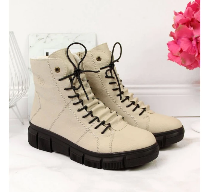 Rieker W X3428 béžové zateplené topánky