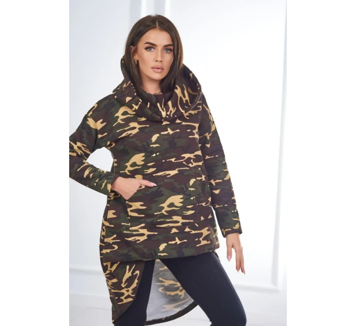 Mikina moro s dlhým chrbtom khaki+hnedá Mikina moro s dlhým chrbtom khaki+hnedá