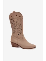 Kožené Kozačky S Svrškem Tmavě Béžové Zazoo model 21704060 - Boto