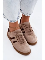 Kožené Semišové Dámské Tenisky Zazoo N1176S2 Tmavě Béžové