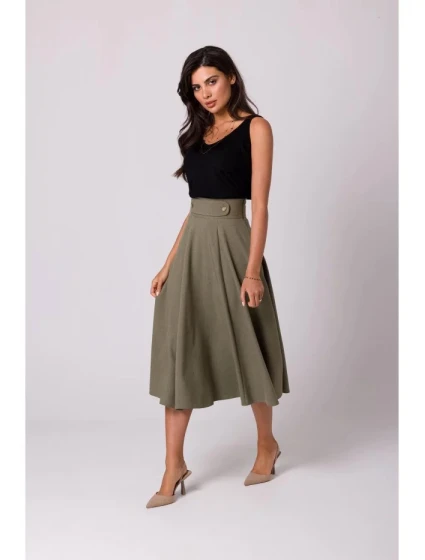 Sukně s vysokým pasem model 21896476 olivová - STYLOVE