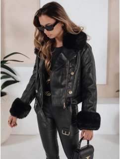 Dámská kožená bunda s kožešinou černá Dstreet model 21991882 - FashionStreet