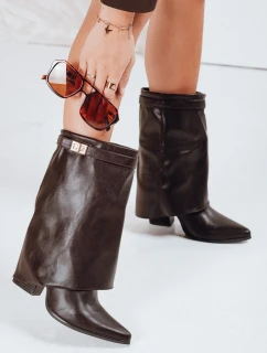 Dámské kozačky s širokým svrškem hnědé Dstreet model 21992340 - FashionStreet