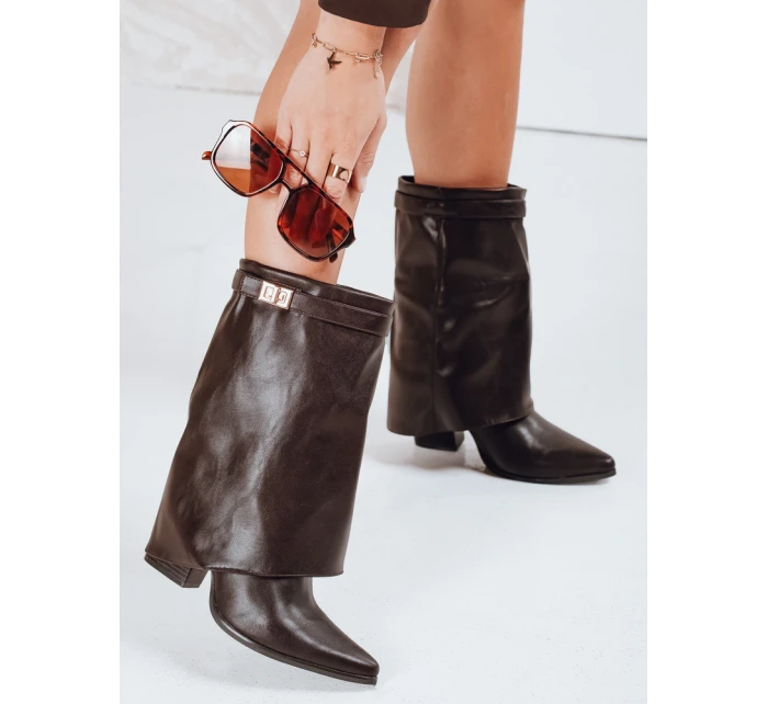 Dámské kozačky s širokým svrškem hnědé Dstreet model 21992340 - FashionStreet