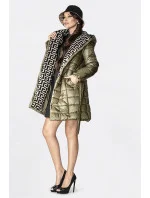 Dámska ľahká zimná bunda so zateplenou kapucňou khaki (omdl-019)