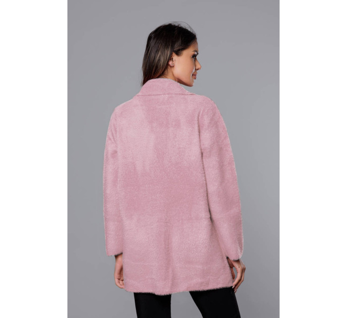 Krátky vlnený prehoz cez oblečný typ alpaka v bledo ružovej farbe (7108-1)