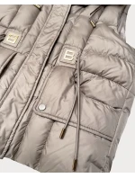Dámska páperová bunda bez rukávov s kapucňou Goodlookin beige (B8600-12)