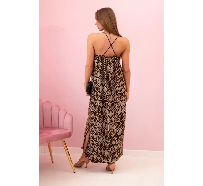 Dámske šaty bez ramienok so šesťuholníkovým ťavím vzorom