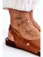 kožené sandály na suchý zip model 21624609 - Zazoo