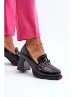 Lakierowane Czółenka Na Masywnym Obcasie Czarne Terimene