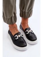 Dámské kožené mokasíny na platformě černé model 21655732 - S.Barski