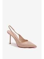 Lakované Lodičky Sandály Z Kůže Béžové model 22122736 - Boto