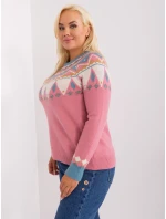 Sweter PM SW model 18909369 ciemny różowy - FPrice Sweter PM SW model 18909369 ciemny różowy - FPrice