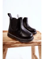 Dětské Kůže zateplené boty černé Porky Dětské Kůže zateplené boty černé Porky