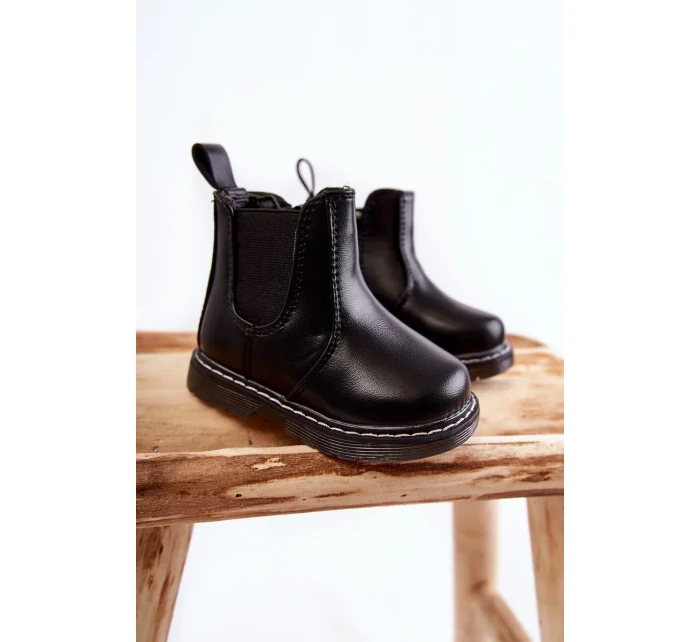 Dětské Kůže zateplené boty černé Porky Dětské Kůže zateplené boty černé Porky