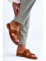 Dámske sandále s ozdobnými výrezmi Brown Emily